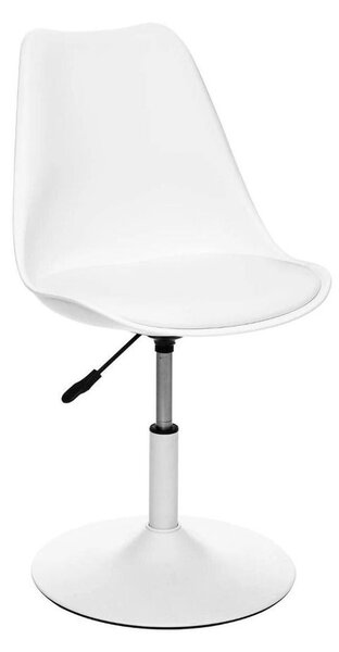 Párnázott műanyag szék, állítható magassággal, fehér - ROULETTE