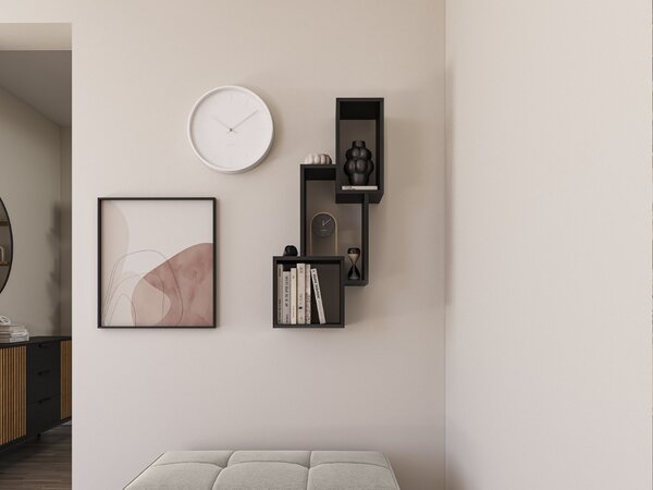 Fali polc ALITTY 96x46 cm, fekete