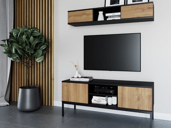 TV állvány LANZZI 120x40 cm, fekete/tölgy artisan