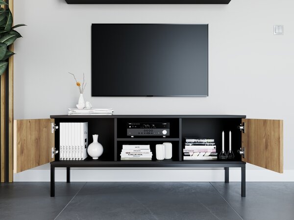 TV állvány LANZZI 120x40 cm, fekete/tölgy artisan