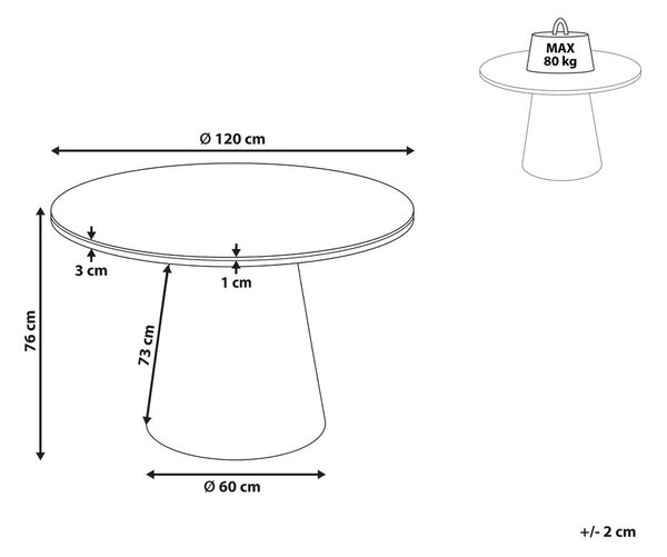 Étkezőasztal WYLIE Sötét kőris 120 cm 120 cm