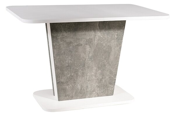 CALIPSO szétnyitható étkezőasztal, 110-145x76x68, fehér/beton