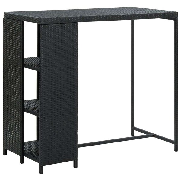 VidaXL Polyrattan Bárasztal Tárolóval - Fekete - 120x60x110 cm