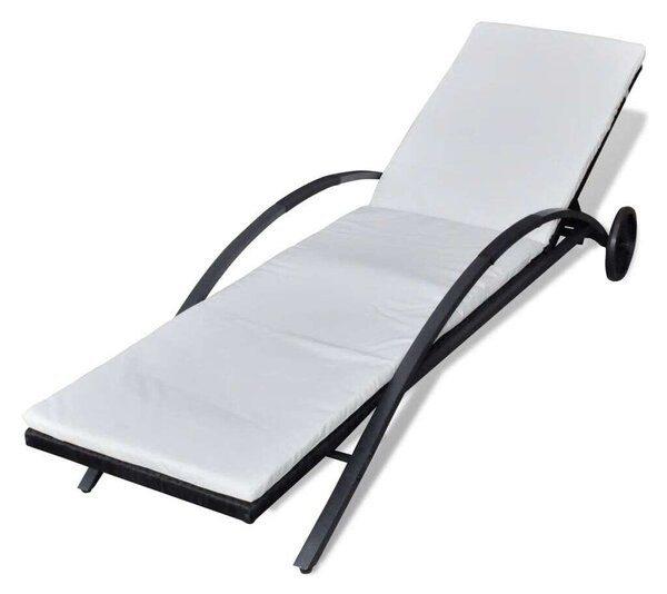 VidaXL Napozóágy - Fekete Polyrattan - 200cm