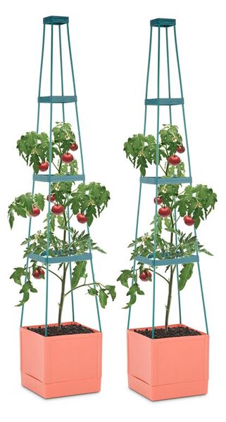 Waldbeck Tomato Tower, virágcserép paradicsomra, két darabos készlet, 25x150x25cm, rács a rögzítéshez, PP