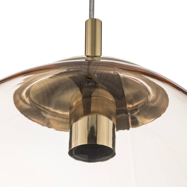 TK Lighting Sol üveg függőlámpa, Ø 35cm, fekete/borostyán színű, dimmelhető, Tiszta / átlátszó, Nappali / Étkező, Üveg, Modern