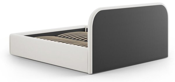 Bézs kárpitozott ágyneműtartós franciaágy ágyráccsal 140x200 cm Juno – Windsor & Co Sofas