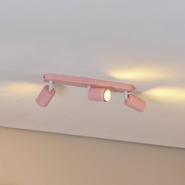 TK Lighting Livia mennyezeti spotlámpa, rózsaszín, 52 cm, 3 izzós, fém, GU10, dimmelhető, Lila / pink / rózsaszín, Gyermekszoba, fém