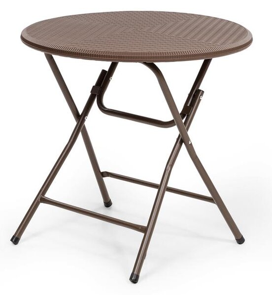 Blumfeldt Burgos Round, összecsukható asztal, polirattan, asztal területének átmérője 80 cm Ø 4 személy részére, barna