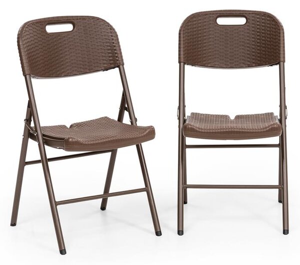 Blumfeldt Burgos seat, összecsukható szék, 2 darabos szett, hdpe, acél, rattan kialakítás, barna