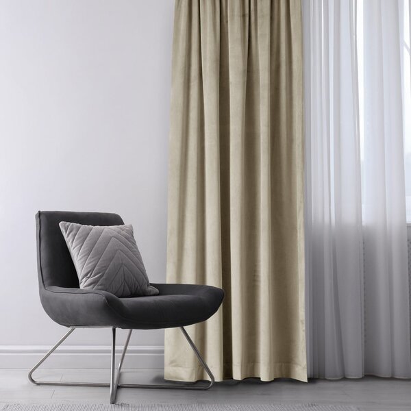 Barna-bézs bársony dimout (részleges sötétítő) függöny 140x245 cm Eyelets – Restilo