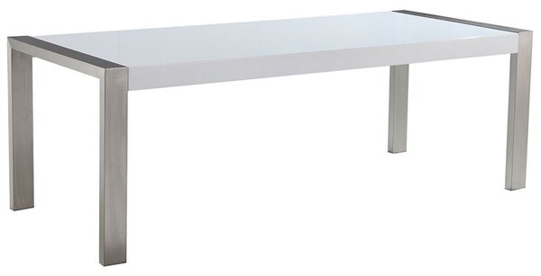 Fehér Rozsdamentes Acél Étkezőasztal 220 x 90 cm ARCTIC I