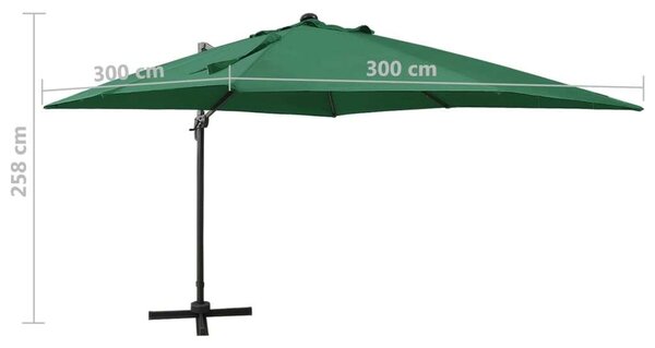 VidaXL Konzolos Napernyő - Zöld - 300x300 cm - LED