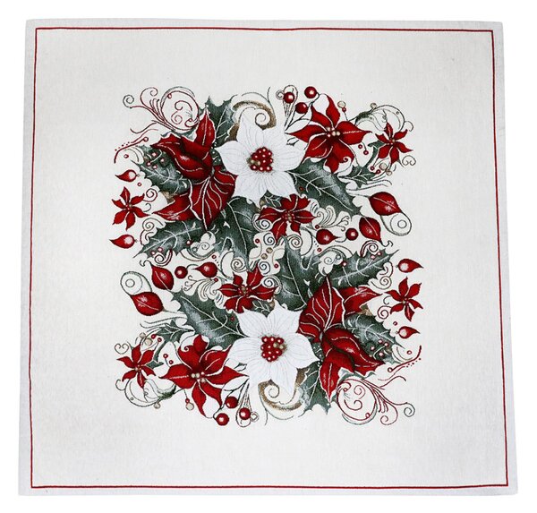 Karácsonyi zsenília terítő Karácsonyi rózsa 90x90 cm Chenille IT040