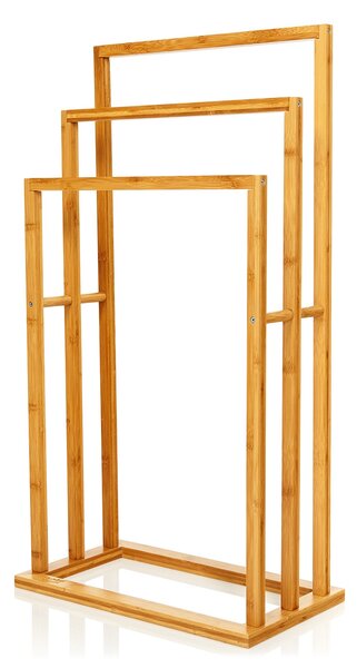 Blumfeldt Törülközőtartó, 3 rúd törülközőknek, 42 x 80 x 24 cm, többszintes megjelenés, bambusz