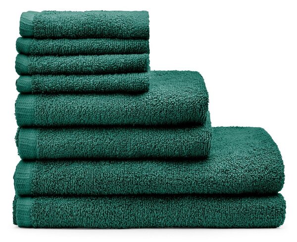 Sötétzöld gyorsan száradó frottír pamut törölköző és fürdőlepedő készlet 8 db-os Quick Dry – Catherine Lansfield