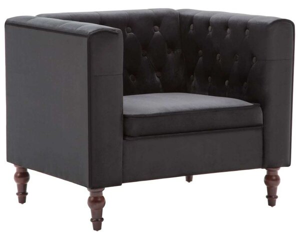 Elegáns Fekete Bársony Fotel - 86x67x71 cm