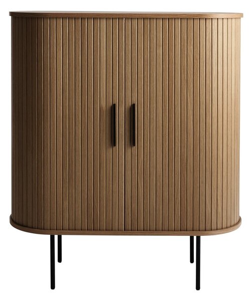 Barna bortartó szekrény tolóajtóval, tölgyfa dekorral 100x118x40 cm Nola – Unique Furniture