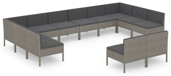 Polyrattan Kerti Ülőgarnitúra - 12 részes - Szürke