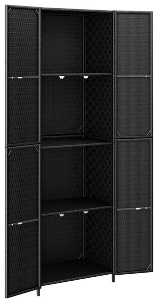 Kerti Tárolószekrény - Polyrattan - Fekete - 180cm