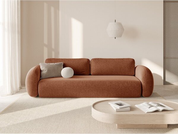 Téglavörös zsenília kinyitható-tárolóhelyes kanapé 262 cm Tonale – Cosmopolitan Design