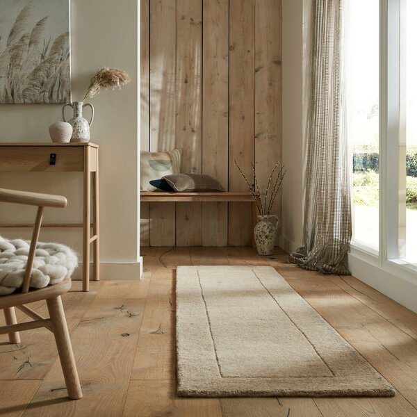 Bézs gyapjú futószőnyeg 60x230 cm – Flair Rugs