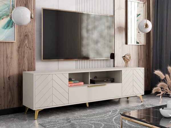 TV-állvány Comfivo Citrus, Közepes sűrűségű farostlemez, Laminált forgácslap, 60x204x40cm, Bézs