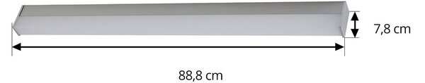 Lindby LED fali lámpa Philippa, szögletes, 89 cm, alumínium színű, IP44, Alu / szürke / cink, Fürdőszoba, Alumínium, Modern