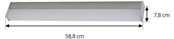 Lindby Philippa LED fali lámpa, szögletes, 59 cm, alumínium színű, IP44, Alu / szürke / cink, Fürdőszoba, Alumínium, Modern