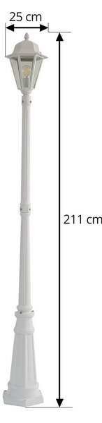 Lindby kültéri lámpa Edana, 211 cm, fehér, fém, E27, IP44, dimmelhető, Fehér / opál, Alumínium, Modern
