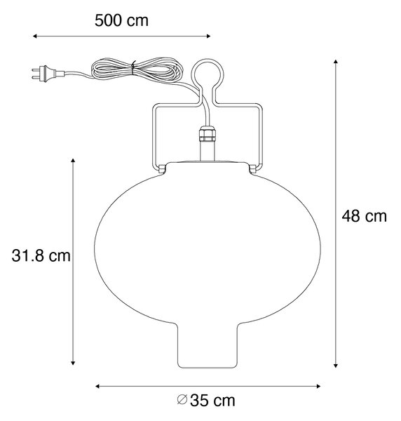 Okos kültéri függőlámpa fehér 35 cm, Wifi A60-nal - Pion