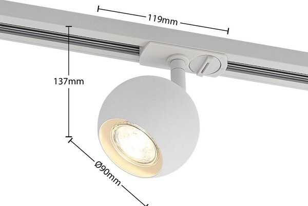 Lindby sínrendszer Linaro, GU10, 4 lámpás, fehér, Ø 9 cm, dimmelhető, Fehér / opál, Folyosó, fém, Modern