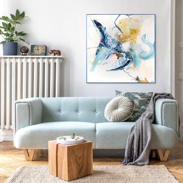 Kép kézzel festett részletekkel 102x102 cm Confidential Blue – Malerifabrikken