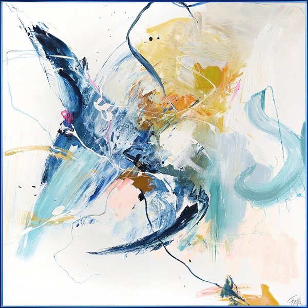 Kép kézzel festett részletekkel 102x102 cm Confidential Blue – Malerifabrikken