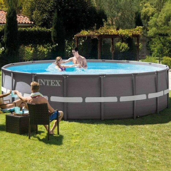 Intex Prism Frame 610x132cm Medence szett vízforgatóval, létrával, alátéttel és takaróval (26756NP) - szürke
