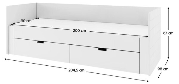 Egyszemélyes ágy 90 cm Anatomy (fehér) (ágyráccsal)