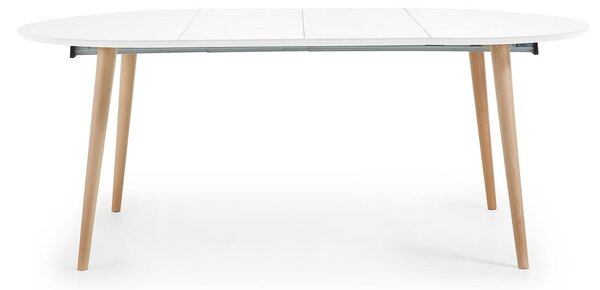 Fehér bővíthető étkezőasztal fehér asztallappal ø 120 cm Oqui – Kave Home