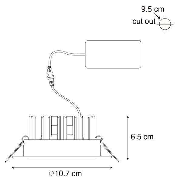 6 darabos süllyesztett spotlámpa készlet fekete 9,5 cm LED-del 1300 lm szabályozható IP65 - Gaius