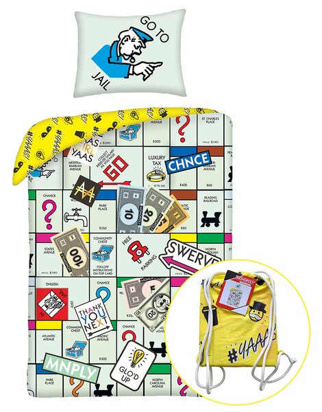 Monopoly pamut ágyneműhuzat, 140 x 200 cm, 70 x 90 cm + ajándék ingyen