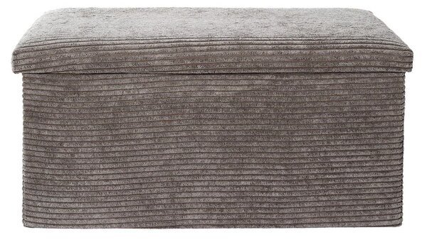 Összehajtható tárolós pad, kordbársony 76x38 cm, szürkés-barna - CHERANCE