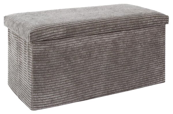 Összehajtható tárolós pad, kordbársony 76x38 cm, szürkés-barna - CHERANCE