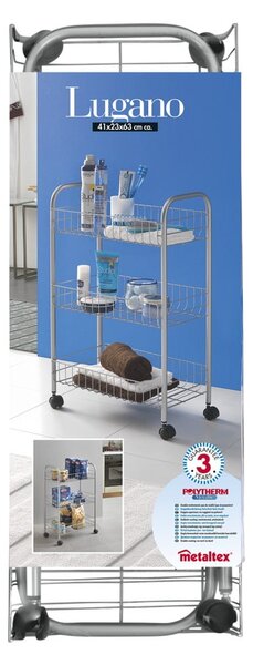 Lugano gurulós állvány, 3 db polccal - Metaltex