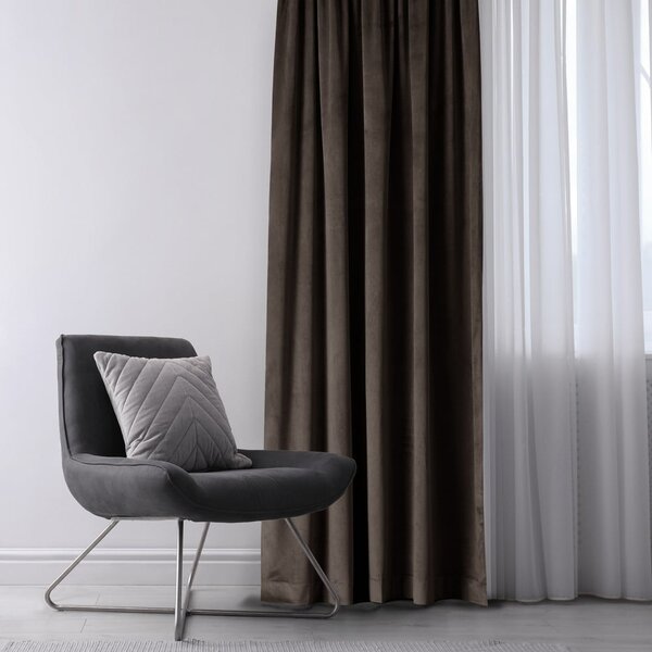 Barna bársony dimout (részleges sötétítő) függöny 140x245 cm – Restilo