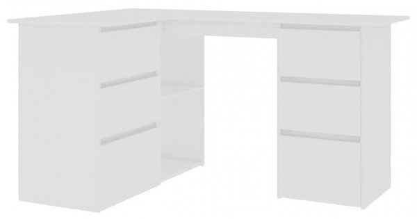 Fehér forgácslap sarok íróasztal 145 x 100 x 76 cm