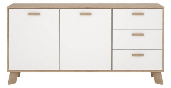 Fehér-natúr színű komód tölgyfa dekorral 147x73x39 cm Ikast – Tvilum