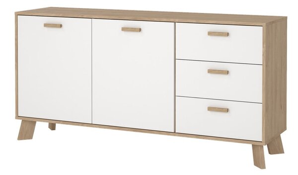 Fehér-natúr színű komód tölgyfa dekorral 147x73x39 cm Ikast – Tvilum