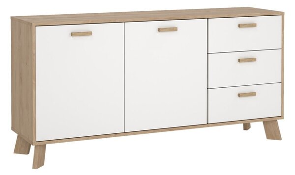 Fehér-natúr színű komód tölgyfa dekorral 147x73x39 cm Ikast – Tvilum