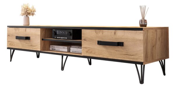 MONTIS TV asztal, 150x43x45, arany kraft tölgy/fekete