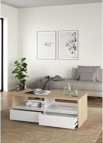 Fehér-natúr színű dohányzóasztal 60x120 cm Next – Tvilum