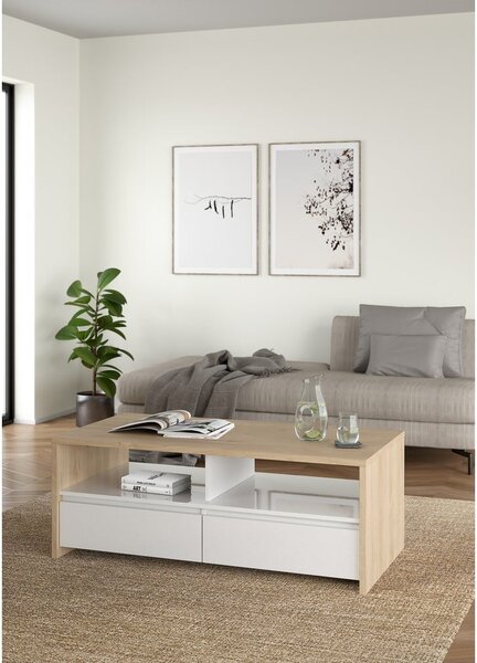 Fehér-natúr színű dohányzóasztal 60x120 cm Next – Tvilum